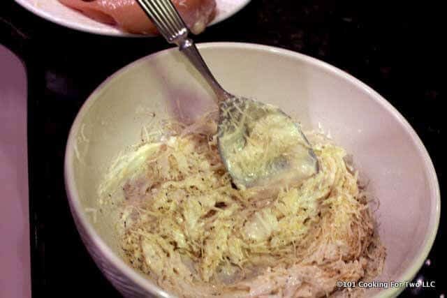 mix mayo with spices and cheese