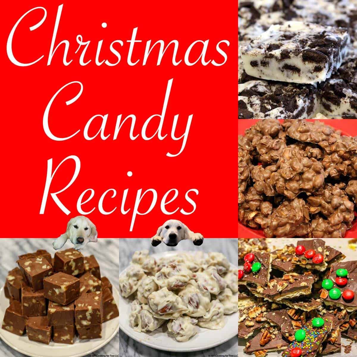 holiday candy recipe graphic with multiple pictures.