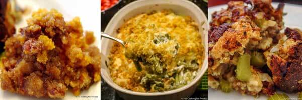 image of three Thanksgiving side dishes