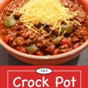 graphic for Pinterest of crock pot chili