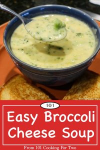 Graphic for Pinterest for Broccoli Cheese Soup