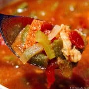 Italian Chicken Vegetable Soup on spoon