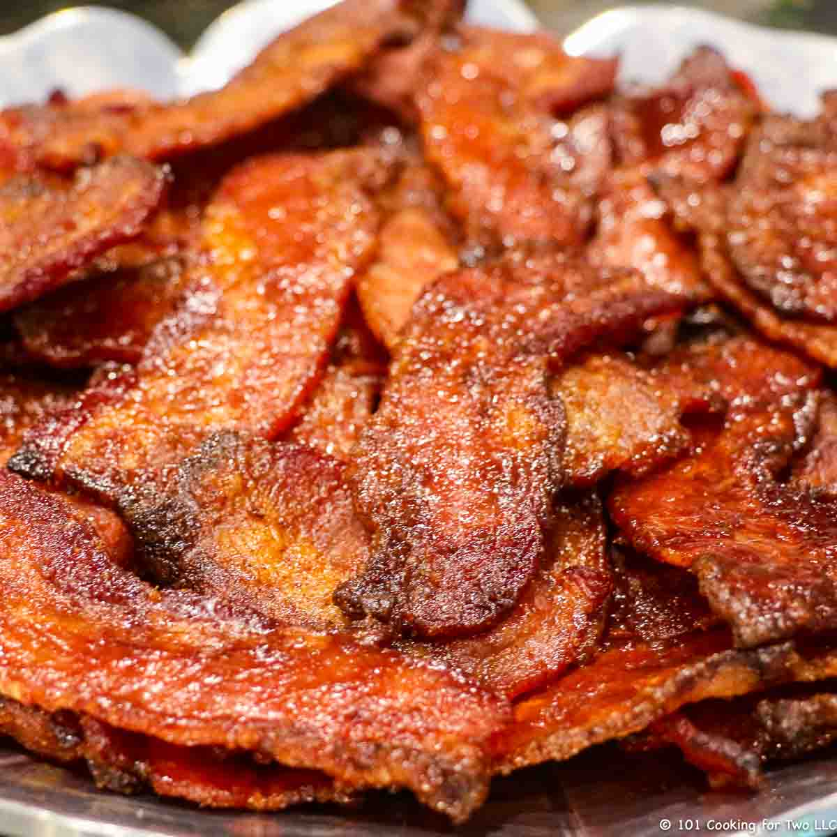 candied bacon on plate