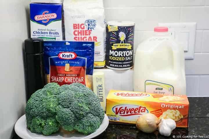 broccoli, milk and cheese for soup