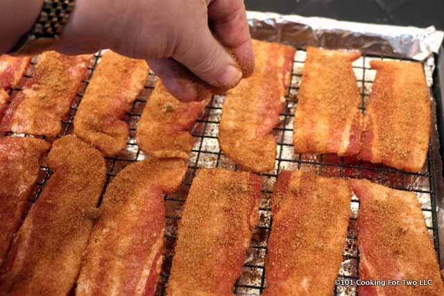 sprinkle more spice on top of the bacon