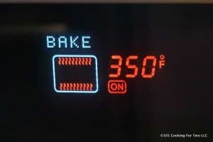 image of oven control at 350 degrees