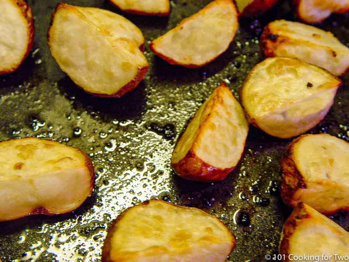 roasted potatoes black tray