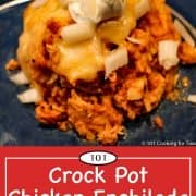 Graphic for Pinterest for Crock Pot Chicken Enchiladas