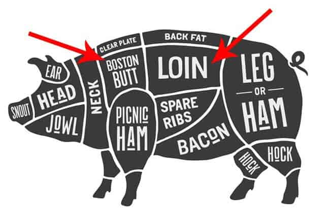 location of pork butt and loin