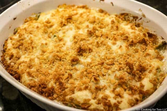 image of the browned casserole as it comes out of the oven