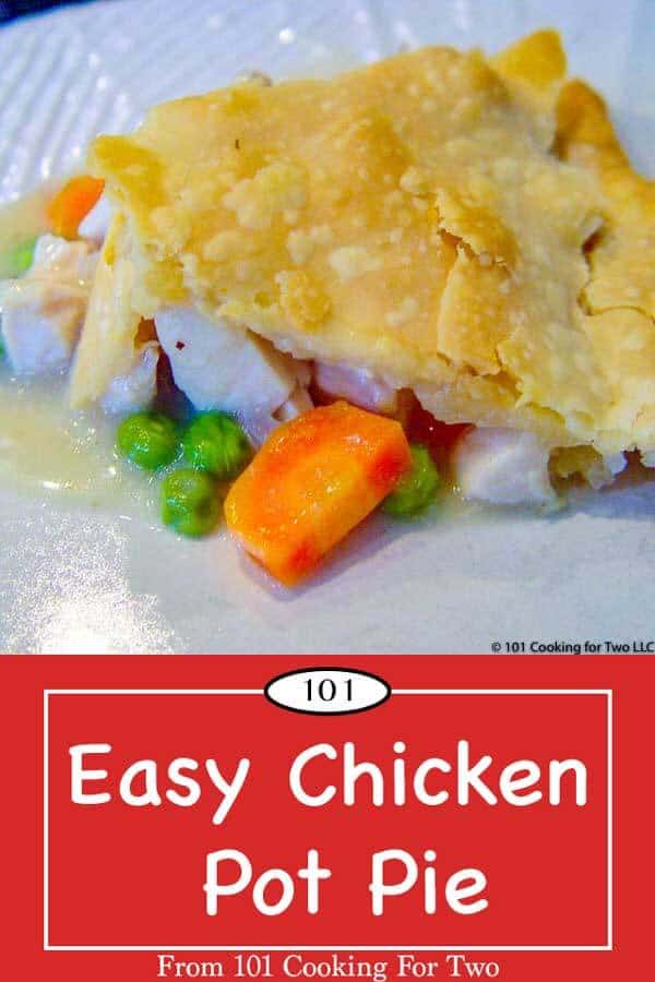 A simple chicken pot pie that is mostly from scratch but 