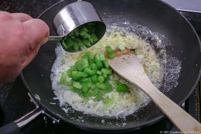 image of adding celery to the pan