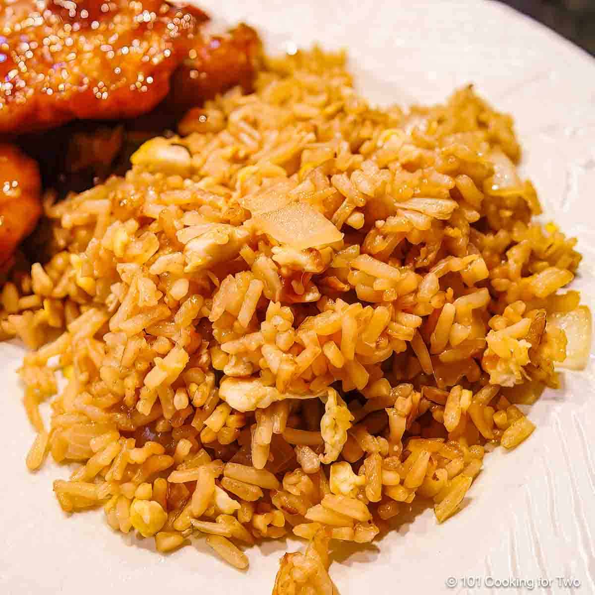 Easy Fried Rice on a white plate.