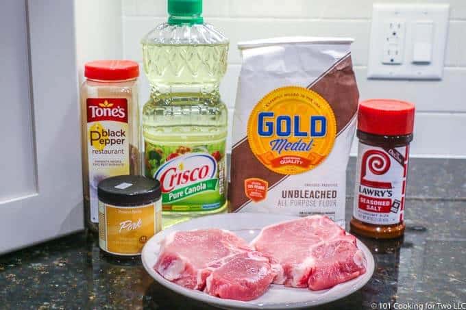 ingredients for fried pork chops with gravy