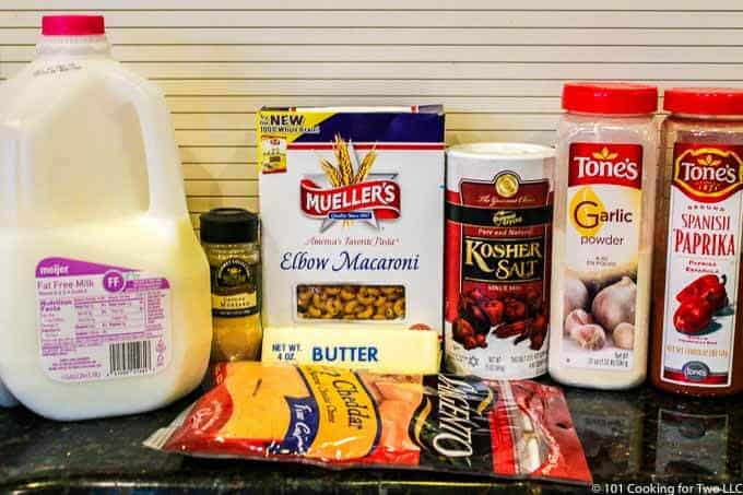 Image of ingredients for one pot mac and cheese