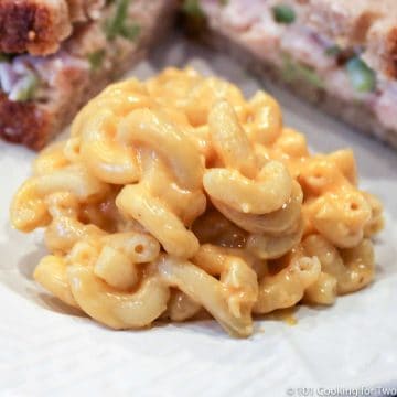 Easy Mac and Cheese on a white plate