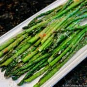asparagus on white platter