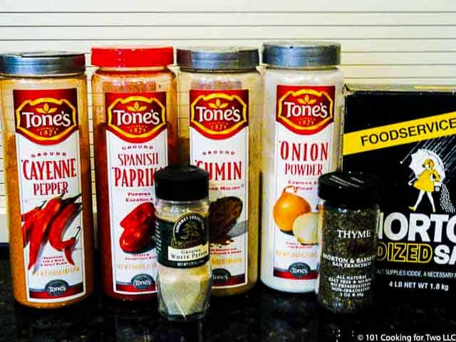 a collection of spices for blackening seasoning