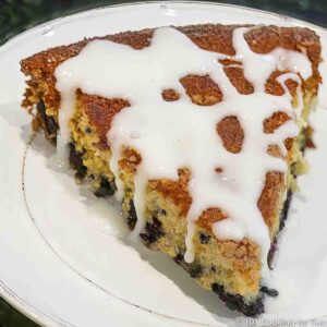 Buttermilk Blueberry Cake on a white plate