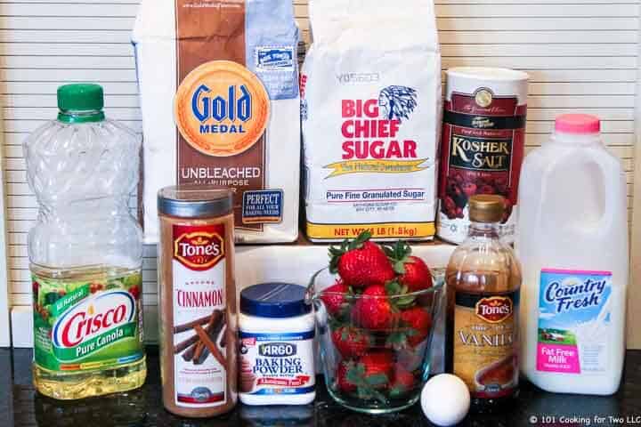 ingredients for strawberry muffins.