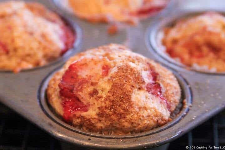 strawberry cupcakes in pan.
