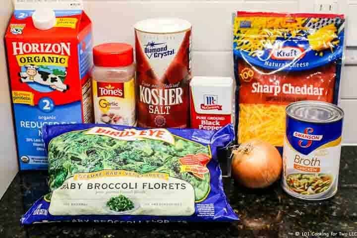 broccoli and ingredients for soup.
