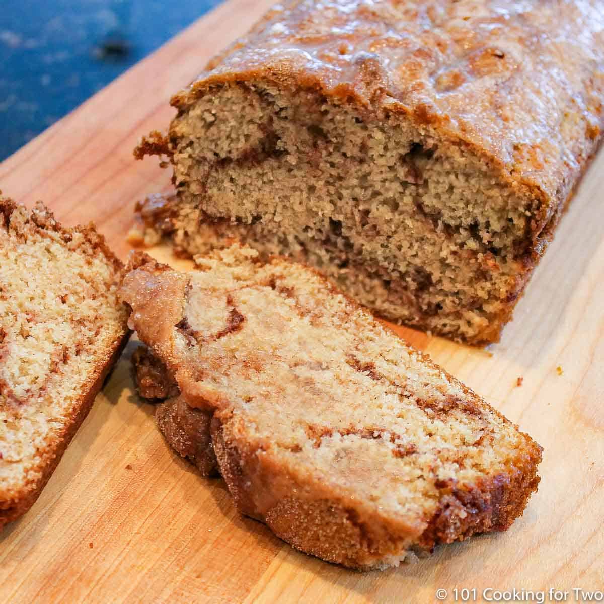 Cinnamon Swirl Bread on borad.