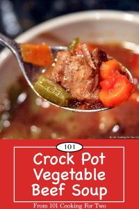Graphic for Pinterest of Vegetable Beef Soup