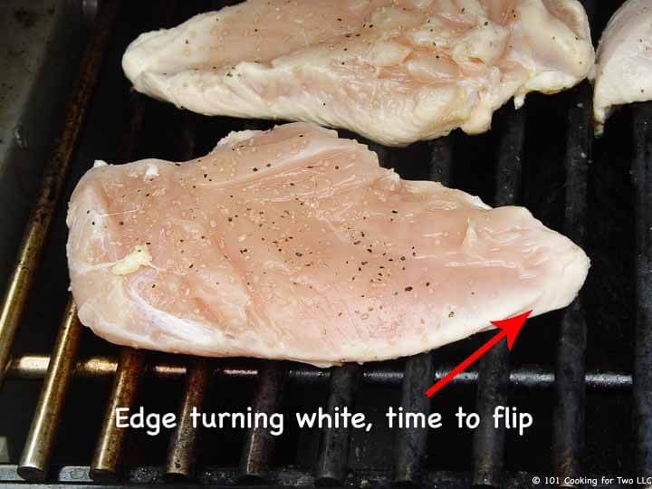 edges of chicken cutlets turning white.