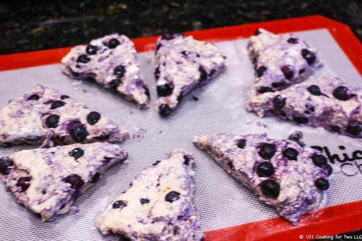 wedges of scone on baking mat,