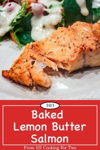 Graphic for Pinterest of baked salmon