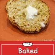 graphic for Pinterest of baked English muffins