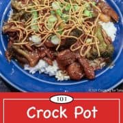 Graphic for Pinterest of crock pot beef and broccoli