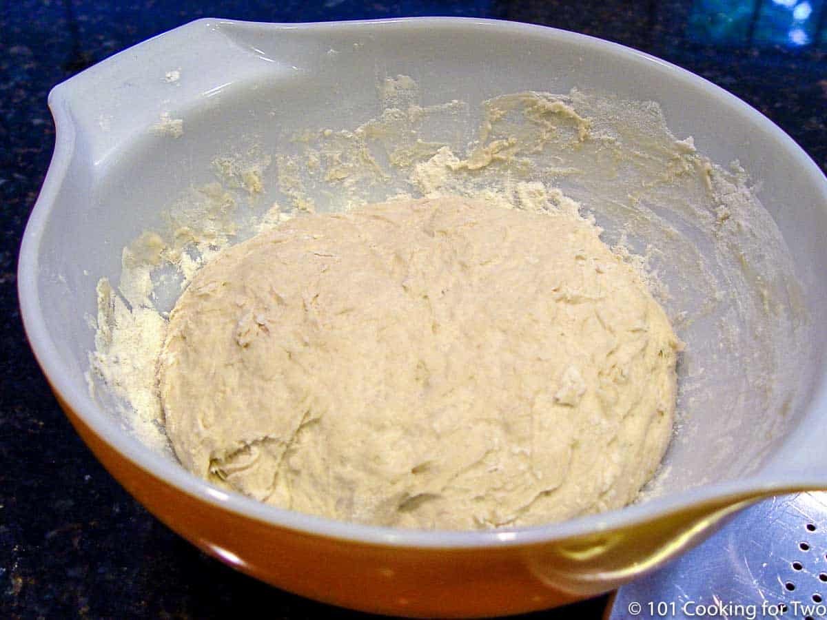 dough rising in bowl.