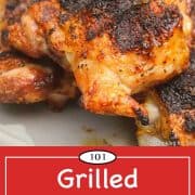 graphic for Pinterest for grill chicken thighs