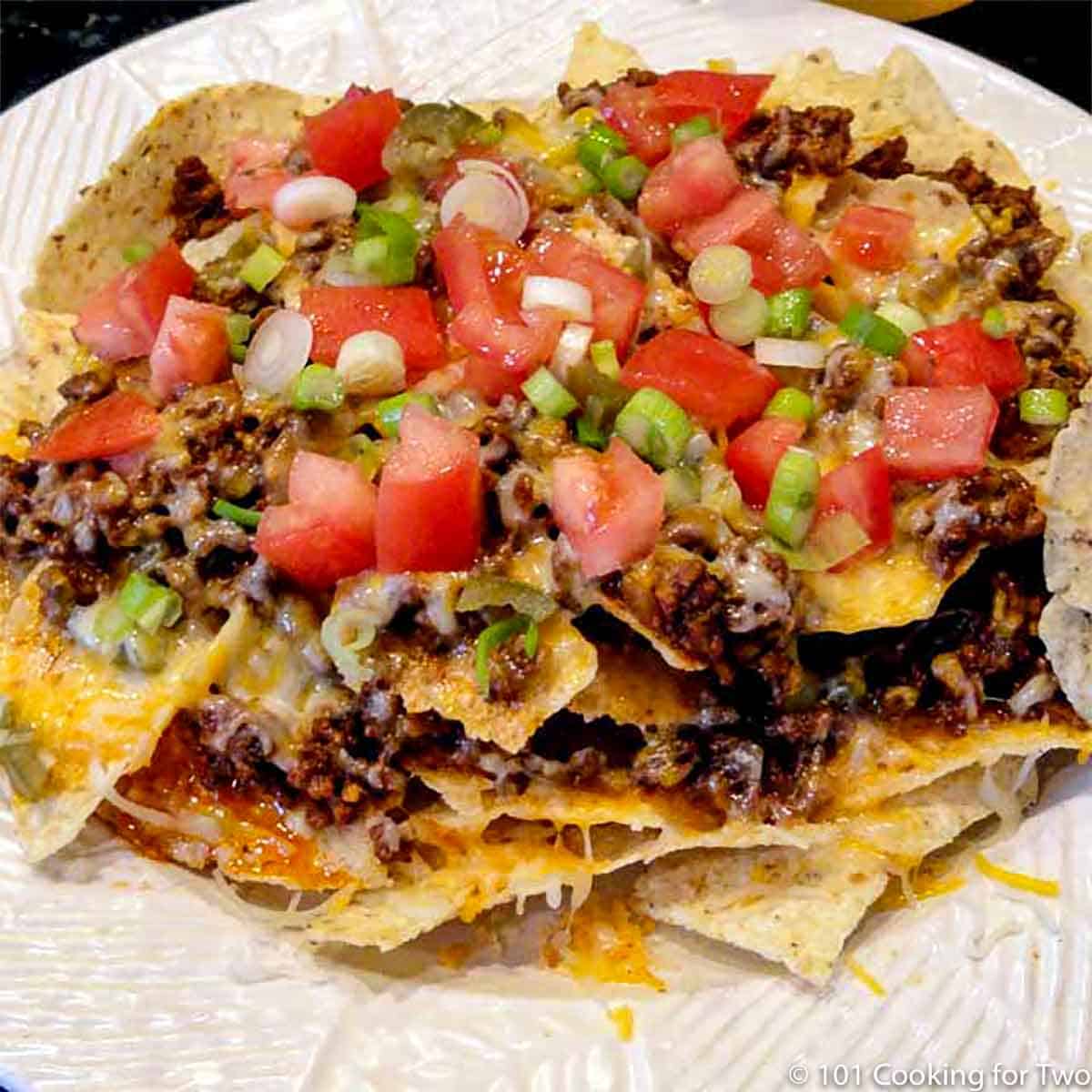 large plate of nachos