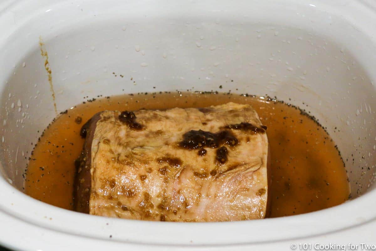pork loin in crock pot with broth