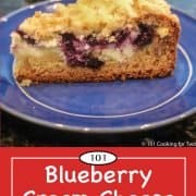 Graphic for Pinterest of blueberry cream cheese cheese cake