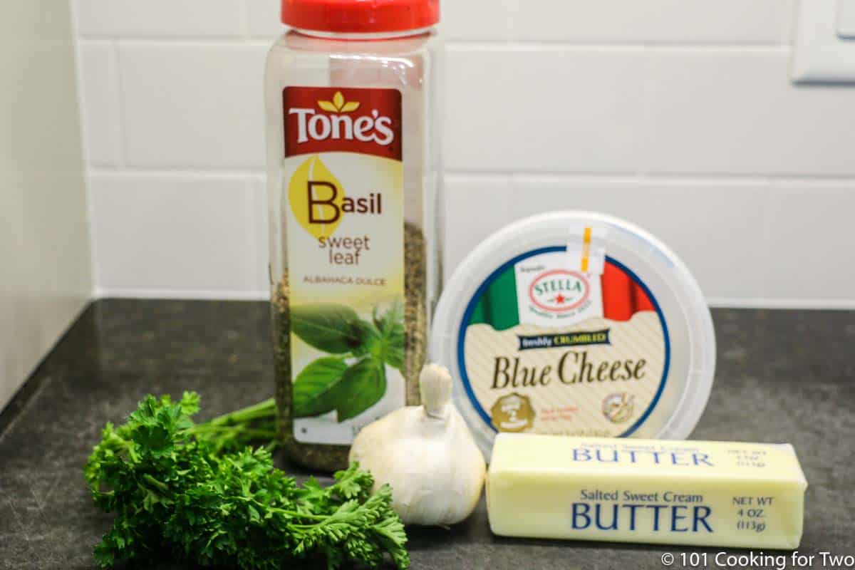 blue cheese and ingredients for compound butter.