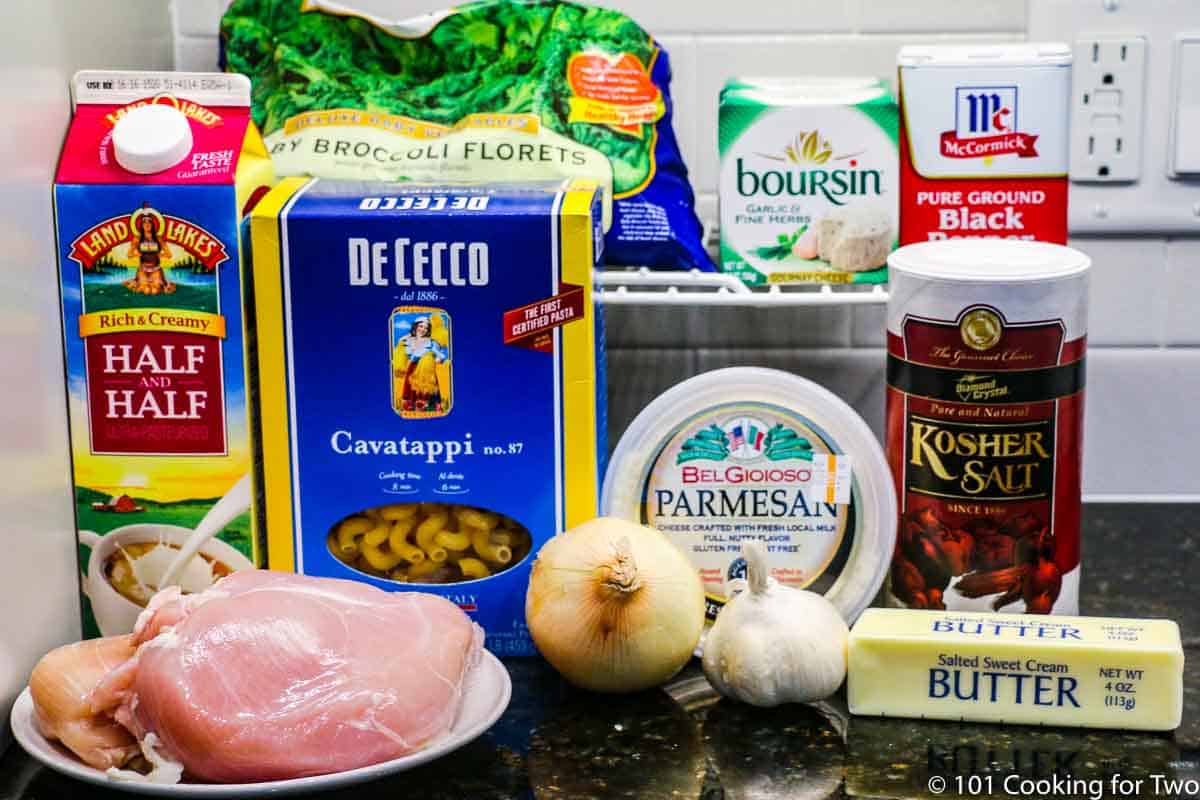 boursin cheese with raw chicken and ingredients