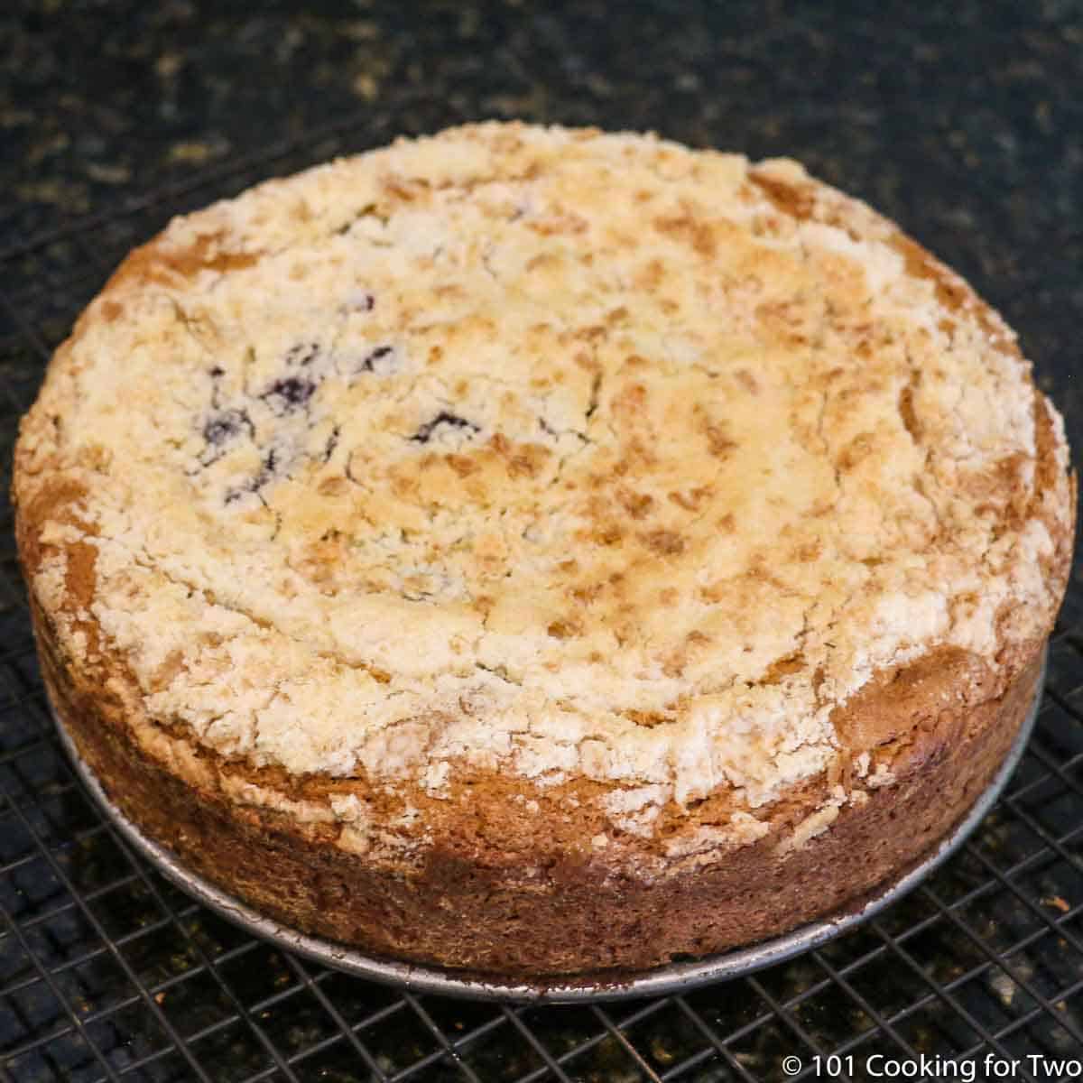 coffee cake on cooling rack.