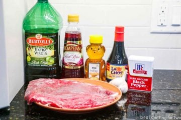 flank steak with marinade ingredients