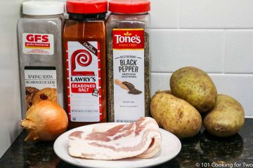 raw bacon, potatoes and sesoning