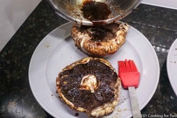 adding marinade to the mushrooms