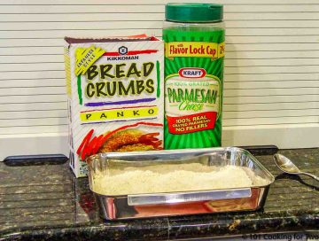bread crumbs with Parmesan in tray
