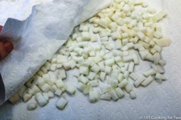 drying bits of apple on paper towels