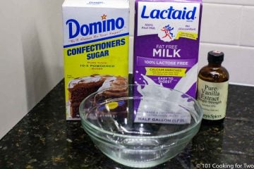 ingredients for glaze with bowl