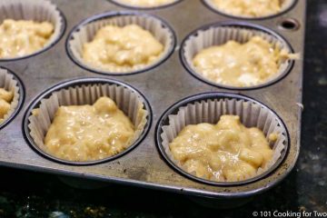 muffin papers filled partly with raw dough