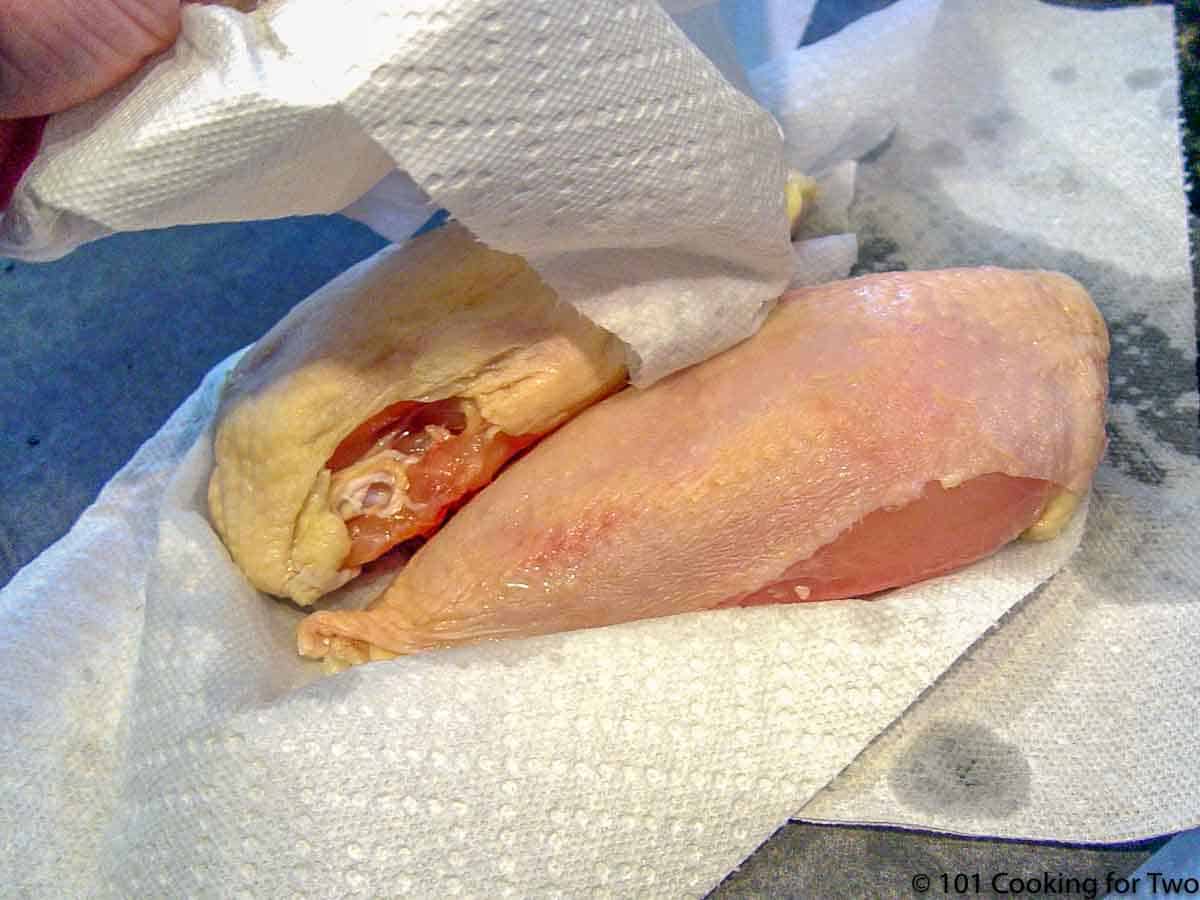pat dry chicken breasts with paper towels