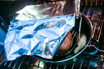 tenting the turkey breast with foil in the oven